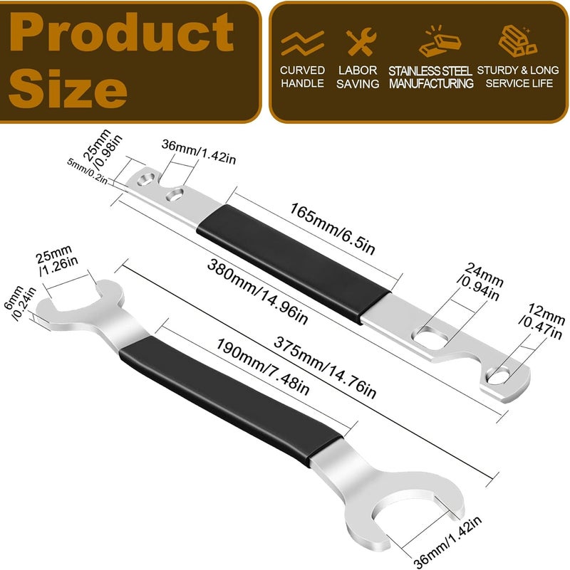 Richcat Fan Clutch Wrench Set,32mm & 36mm Clutch Fan Tool Wrench,Water Pump Pulley Holder Removal Tool for BMW, Ford, GM, Dodge,Chevrolet,Jeep Fan Clutch Removal Kit,Water Pump Holder Stainless Steel - Image 3